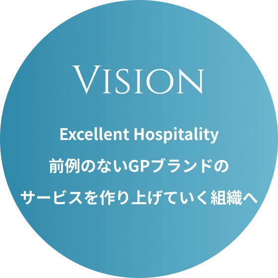 vision excellent hospitality 前例のないgpブランドの サービスを作り上げていく組織へ